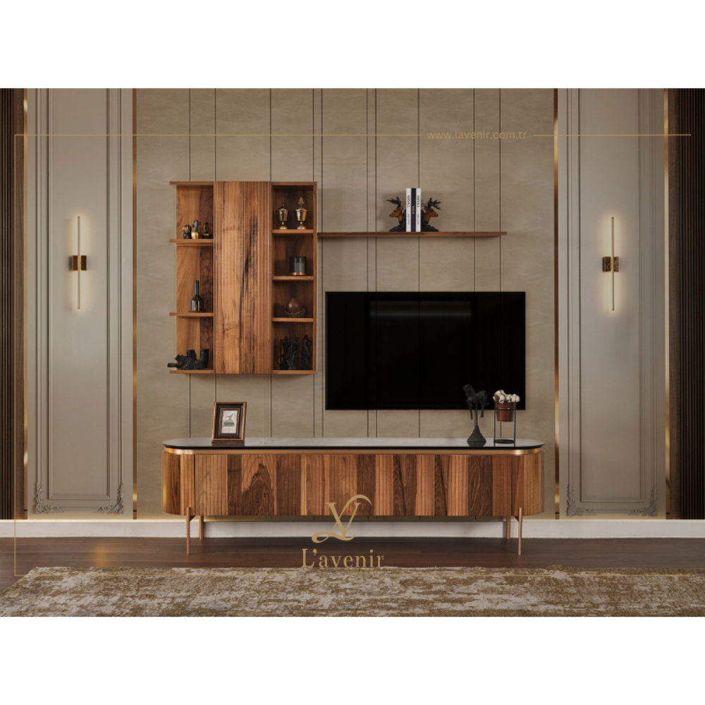 bugatti walnut & bronze tv ünitesi resmi