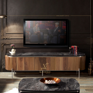 bugatti walnut & silver tv ünitesi resmi